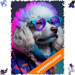 UNIDRAGON Sir Poodle Animal Wooden Jigsaw Puzzle for Adults - 500 Unique Shaped Pieces - Pop Art Dog - 16.9 x11.4 in (43 x 29 cm)