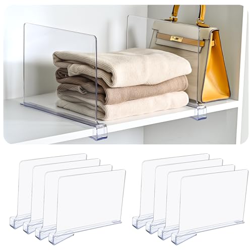 Uni HIMO Shelf Dividers,Vertical Purse Organizer for Closet,Thickened and Sturdy Shelf Organizer for Sweater, Shirts, Handbags,8" Tall x 11" (8 Pcs)