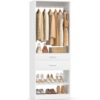 Unikito 25” W x 80'' H Closet Organizer Storage with Hanging Rod and 2 Wooden Drawer, Adjustable Angled Shoes Rack, Sturdy Garment Racks, Walk-in Closet Tower for Bedroom, Mudroom, and Entryway, White