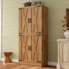 Unikito 71" Tall Kitchen Pantry Storage Cabinet with Farmhouse Barn Doors and Storage Drawer, 4 Adjustable Shelves, Freestanding Cupboard for Dining Room, Living Room, Utility Room, Natural