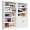 Unikito Double Wide Bookshelf, 71 Inch Tall Book Case with Storage Cabinet, 5 Tier Bookshelves and Bookcases, 63 Inch Large Display Shelves Stand for Living Room, Home Office, Bedroom, White