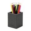 UnionBasic Square Pen Holder, Faux Leather Pencil Cup, Desktop Caddy Stationery Organizer, Barry Grey