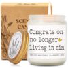 Unique Wedding Candle Gift for Newlyweds, No Longer Living in Sin Candle, Engagement Candles Gifts for Couples Newly Engaged, Funny Bride and Groom Candles Gifts, His and Hers Wedding gift-109