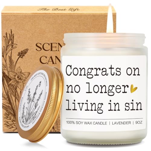 Unique Wedding Candle Gift for Newlyweds, No Longer Living in Sin Candle, Engagement Candles Gifts for Couples Newly Engaged, Funny Bride and Groom Candles Gifts, His and Hers Wedding gift-109