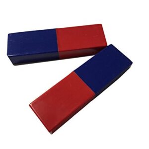 United Scientific MPC080 Red and Blue Plastic Cover Bar Magnet, 80mm L x 15mm W x 10mm T
