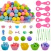 Unvola 185pcs Summer Ocean Animal Sensory Bin Filler Fine Motor Toys Ocean Animals Sensory Bin Items Resin Crab, Starfish, Sea Snail, Pearl Shell Pom Poms for Preschool Education Counting Sorting