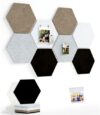 Uoisaiko 12" Large Bulletin Board with 30 Push Pins, Pack of 8 Hexagon Felt Pin Board Notice Boards for Home Office Kitchen, Felt Wall Tiles for Photos Memos