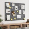Uoisaiko Felt Bulletin Board for Wall, 48" x 36" Large Pin Board (12 Pack), Traceless Removable Adhesive Cork Board Alternative with 60 Pushpins for Office Decor, Room Decor, Dark Gray