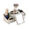 UOLUCES Makeup Organizer with Mirror, Cosmetic Storage Box for Vanity, Skincare Organizer with Compartments & Brush Holder