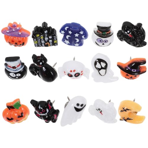 Uonlytech 1 Box Halloween Thumb Tacks for Bulletin Board and Cork Board, Reusable Resin Push Pins for Fixing Items, Lightweight and Multi-Function Office Thumb Tacks for to-do Lists