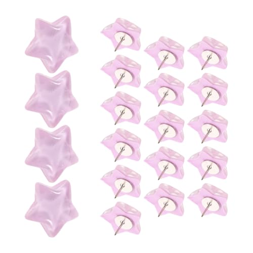 Uonlytech 20pcs Purple Glitter Star Push Pins for Office and Calendar Display, Resin and Metal Five Pointed Star Thumbtacks with Sparkling Finish, Decorative Cork Board Pushpins to Brighten
