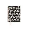 UO Noire School Diary Day to a View Starting September 2025 and Ending August 2026 Hard Cover with 127 Stickers Elastic Band and Index Tape Black