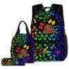 UOZGUY Personalized Kids Backpack for Girls, Customized School Bookbag Set with Lunch Box and Pencil Case, Back to School Gift with Name, Elementary Schoolbag Lightweight, 16.5"H, Lovely Black Girl-1