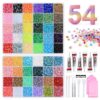 Upgraded Bedazzling Kit, Jelly Resin Flatback Rhinestones with B7000 Glue, Pen, Tweezers, Trays & Storage Box for Adult Nail Art, DIY Crafts, Tumblers, Shoes & Clothes (54 Jelly Colors, SS12 (3mm))