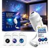 Upgraded HD Smart Dynamic 5D Holographic Night Light Projector, Plug and Play HD Star Projector, 360° Adjustable Galaxy Projectors Night Light, USB Powered for Bedroom Ceiling Wall Decor （3 Films）