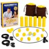 Upgraded Magnetic Chess Game with 40 Magnetic Stones & 2 Adjustable Ropes – Portable Strategy Game for Family Night, Travel, Party Toy STEM/Logic/Strategy Games for Kids & Adults, (Yellow)