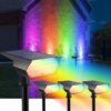 Upgraded Solar Spot Lights Outdoor, Waterproof IP65 RGB Color Changing Solar Outdoor Lights, Multicolor Solar Landscape Spotlights with Memory Function for Holiday Decorations, Yard, Garden, Pathway