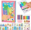 Upgrade Magic Rainbow Scratch Paper Art Set, Creative Squeegee Painting Kit, Rainbow Squeeze Art Kit, DIY Postcards Scratch Art Gifts for Party Birthday Festival (Set B)