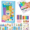 Upgrade Magic Rainbow Scratch Paper Art Set, Creative Squeegee Painting Kit, Rainbow Squeeze Art Kit, DIY Postcards Scratch Art Gifts for Party Birthday Festival (Set A)