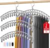 Upgrade Skirt Pants Hangers with Clips, Metal Legging Organizer for Closet with 15 Cilps Holds 60 Leggings/Shorts/Jeans/Skirts Pants Hangers Space Saving Closet Organizers and Storage, Grey 4Pack