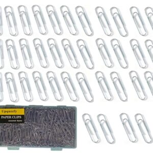 Upquzzfy 400 Pcs 1.3" Paper Clips Medium Silver, Smooth Metal Paperclips for Office and School Document Organization, with Clear Storage Box
