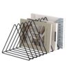 Urban Deco Triangle Desk Organizer - Metal Wire Magazine Holder, 10 Sections, Decorative File Folder Organizer, Vinyl Record Storage, Office File Holder - Black