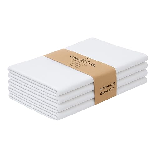Urban Villa Flour Sack White Kitchen Towels 100% Cotton Highly Absorbent Dish Towels for Bread Proofing Baking Drying Dinnerware Glass Embroidery DIY Projects Zero Lint 27x27 Inches (4 Pack)