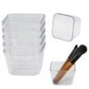 urmetimern 6 Pack Stackable Drawer Organizers 3" x 3" x 2" Square Trays with Non-Slip Pads Small Makeup Vanity Storage Bins and Office Desk Drawer Organization Container Dividers