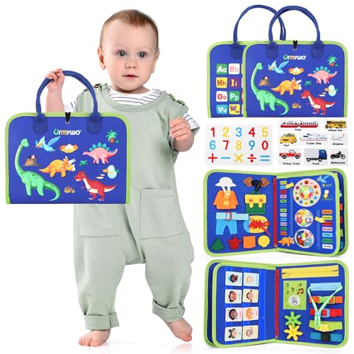 URMYWO Toddler Busy Board - Busy Book Montessori Toys Ages 3 and up - Preschool Learning Activities with Alphabet Number Animal, Educational Travel Toys Birthday Gifts for Kids