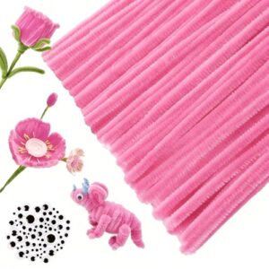 URSDIART Pink Pipe Cleaners, 350pcs Chenille Stems & Googly Eyes