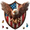 USA 250th Anniversary Wooden Puzzle for Adults, 200pcs American Eagle Puzzle Wooden Jigsaw Puzzle for Adults, Irregular Unique Shaped Wood Puzzle, Challenging Puzzle Gifts for Men & Veterans