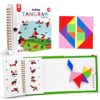 USATDD Travel Tangram Puzzle with 2 Set, Magnetic Pattern Blocks Road Trip Travel Games Jigsaw Montessori Brain Blocks IQ Book with 368 Solution Brain Teasers for Kids Adults Challenge