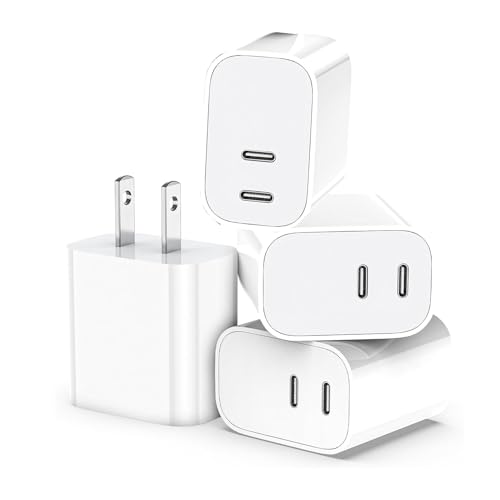 USB C Charger Block,20W 4Pack Dual Port USB C Fast Charging Block Apple iPhone 17 16 Charger Blocks Cube Type C Wall Charger Plug for iPhone 17/16/15/14/13/12/11 Pro Max/Plus/Xs Max/XR/X,iPad Pro/Air