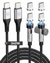 USB C to USB C Magnetic Charging Cable [2-Pack, 6.6ft], 240W Fast Charging 540° Rotating Magnetic Phone Charger for iPhone 17/16/15 Pro Max, iPad Pro/Air, MacBook Pro/Air, Samsung Galaxy S26 Ultra