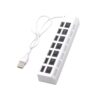 USB Splitter 7 Port USB Data with Individual Switches Power Adapter USB2.0 Extension for Laptop