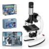 USCAMEL Kids Microscope Science Kit - 1200X Microscope for Kids 8-12 with Prepared Slides Metal Body LED Light Carrying Box Educational Compound Toy Set for Children Ages 5 Year Old Boys & Girls Gift