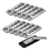 Usher 1 x 3 Name Tag/Badge, Magnetic Backing Silver, Cross Design (10 Pack)
