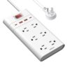US Plug Power Strip Surge Protector with 6 AC Outlets 4 USB Ports(2 USB C), 5ft Extension Cable, Wall Socket Network Filter