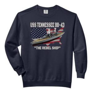 USS Tennessee BB-43 Battleship Veteran Warship Front&Back Comfort Colors Adult Sweatshirt