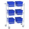 Utility Cart with Plastic Baskets, Heavy Duty Rolling Shelf Trolley, Adjustable Wire Rack Organizer for Garage, Workshop, Warehouse, Tiered Design, 3-Tier Storage