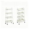Utility Rolling Cart, 4‑Tier Slim Storage Design, Metal, Lockable Wheels, White