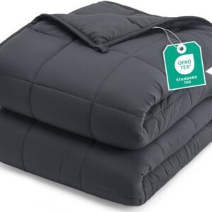 Utopia Bedding Weighted Blanket for Adults, Glass Beads Heavy Blanket for Sleeping, Twin Size (15 lbs, 60” x 80”, Grey)