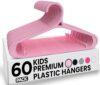 Utopia Home Kids Hangers 60 Pack - 11 Inch Plastic Baby Hangers for Closet - Childrens Hanger for Clothes & Infant Hanger for Closet - Non-Slip Shoulder Grooves, Strap Hooks & Pants Bar (Baby Pink)