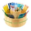 Utoplike Large Bamboo Rotating Pencil Holder, 360° Colored Pen Organizer