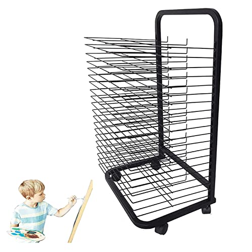 UWYTGF 4 Sizes Mobile Art Rack, Easy Classroom Prep, Ideal for Paintings, Organize & Transport Art Materials, Manipulatives, Puzzles, Art Rack Storage Organizer On Wheels,30-Layer,25