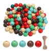 uxcell 240 Pcs 5 Colors Wooden Beads, Round Paint Natural Barrel Wood Beads for DIY Crafts Macrame Jewelry Making, Red & Green Series (16 x 15mm, 4mm Hole)