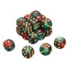 uxcell 24Pcs 6 Sided Colored Standard Dice, 16mm Acrylic D6 Mini Polyhedral Pearl Pattern Two Tone Colors Game Dice Set for Table Games, Red/Green, Gold Point
