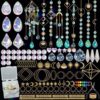 UXORSN DIY Crystal Suncatcher Making Kit, Celestial Moon Star Gold Charms Prism Set with Chains Pliers, AB Color Crystals Rainbow Maker Window Hanging Craft Kit for Home Decor Gifts Women Adults