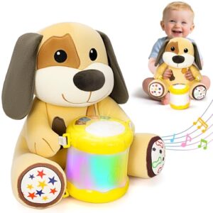 V-Opitos Baby Toys 6-12 Months, Stuffed Dog with Light Up Musical Drum
