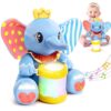 V-Opitos Baby Toys 6-12 Months, Stuffed Elephant with Light Up Musical Drum